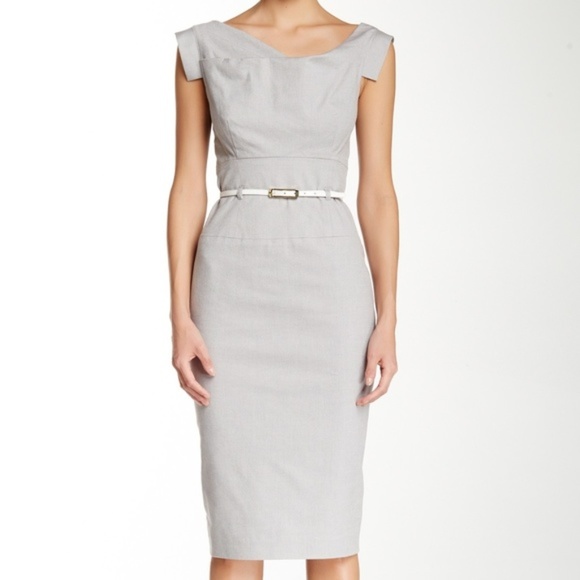 Black Halo Dresses & Skirts - Black Halo White Black Pin Stripe Jackie O Draped